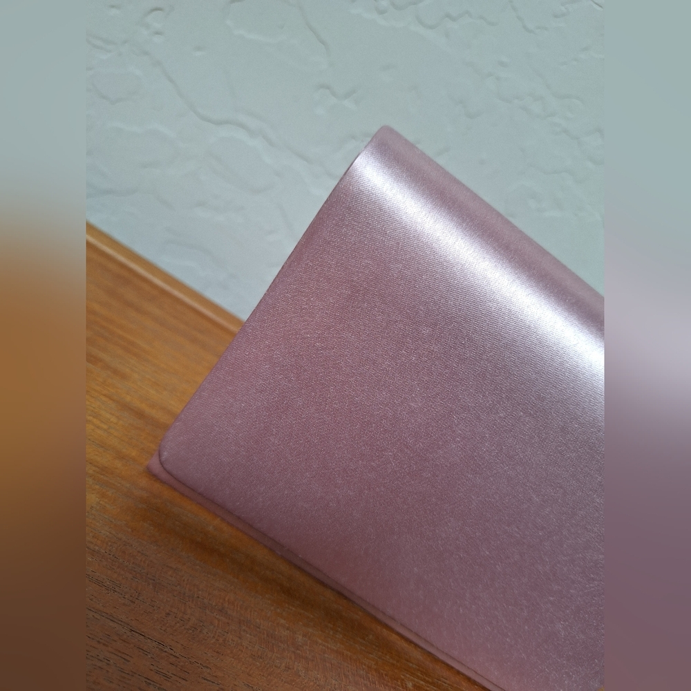 Vtg Pink Satin Box Clutch Evening Structured Mauve Minimalist Prom HOCO Formal - Picture 11 of 13
